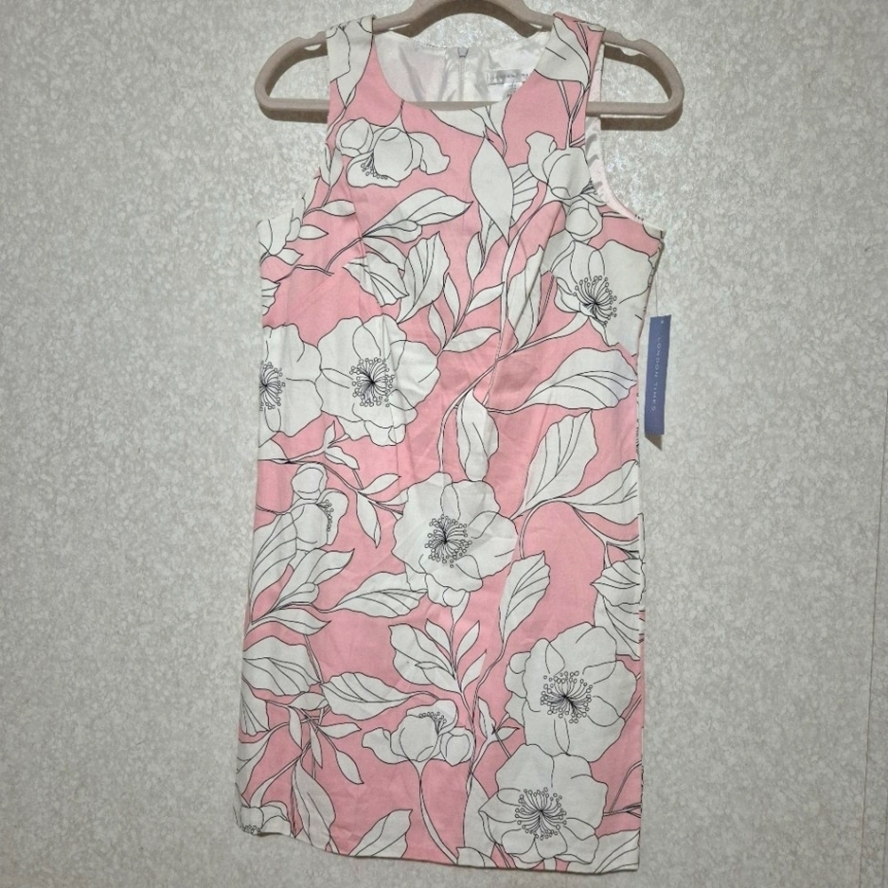 Floral Pink and White Sleeveless Dress..size:6